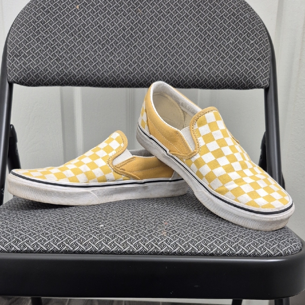 Vans Yellow Checkered Slip-On Sneakers